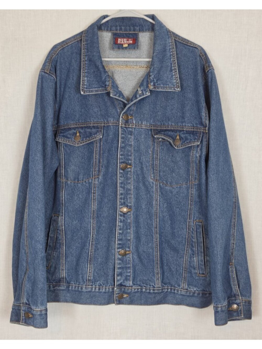Red Ranch Denim Trucker Jacket Men's XL Western Work Farm Cowboy